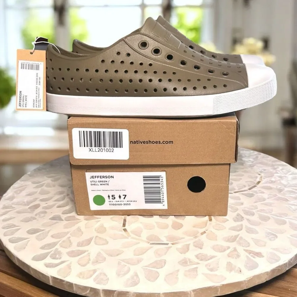 Native Jefferson EVA Slip-On Water Shoes Sneakers UTILITY GREEN Unisex Womens 7
